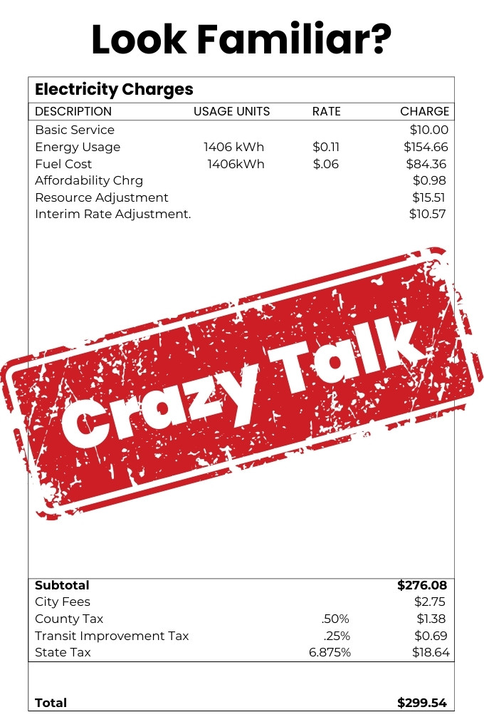 Electric bill example versus solar stability