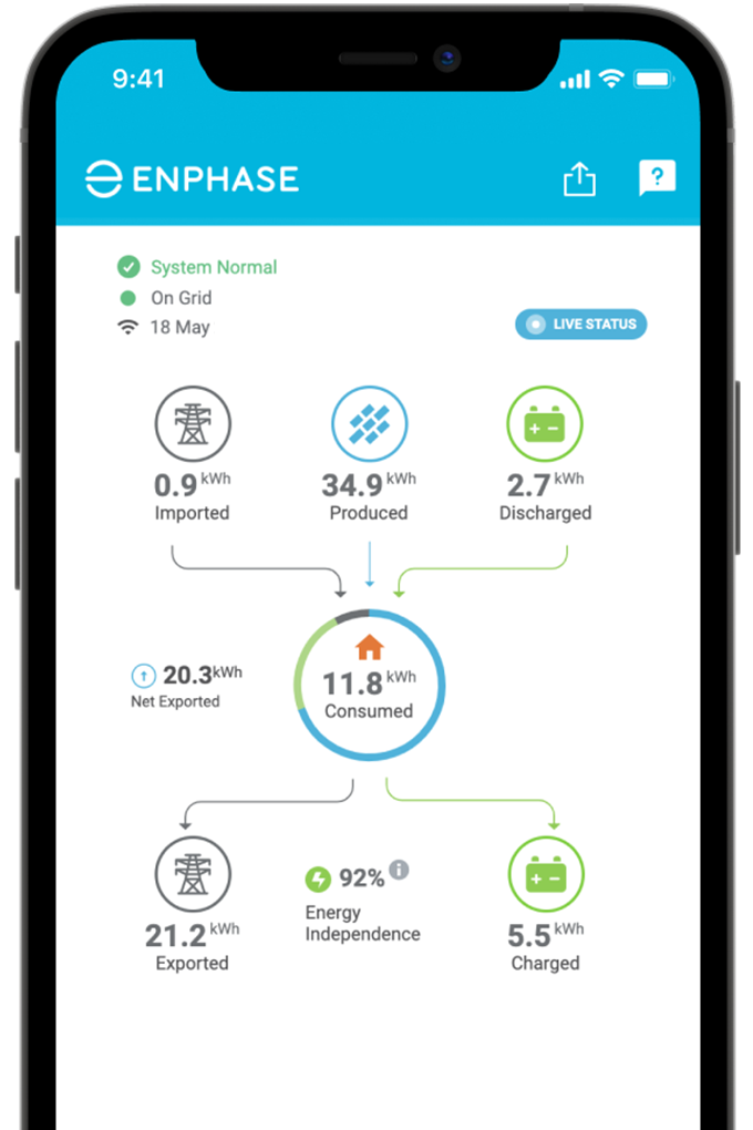 Enphase app white solar control system 2